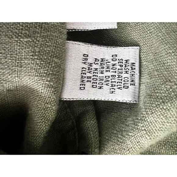 Chico's Sage Green Linen Monkey Print Button-Up Shirt Size 0 (4) Slit 3/4-Sleeve - Picture 11 of 13
